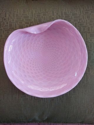 Alfred Barbini Pink Murano Large Bubbles Glass Dish 1950 