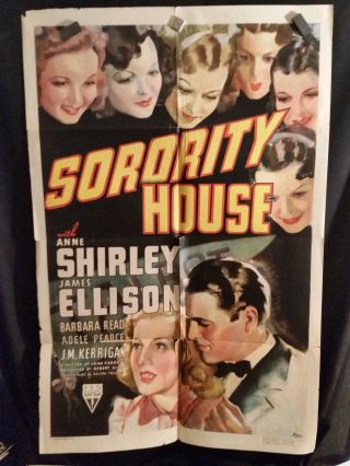 Sorority House 1939 One Sheet Movie Poster Anne Shirley James Ellison