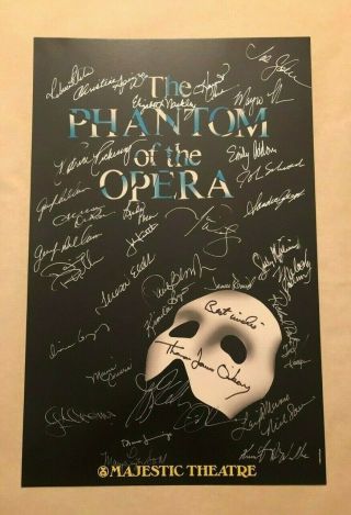 1988 Phantom Of The Opera Cast Signed Poster Majestic Theater York Broadway