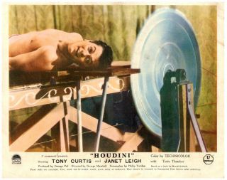 Houdini Lobby Card 1953 Tony Curtis Bare Chested Buzzsaw Magic Trick