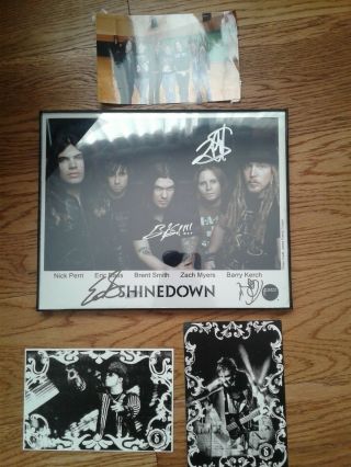 Shinedown Autographed 8x10 Framed Picture With Bonus Postcards