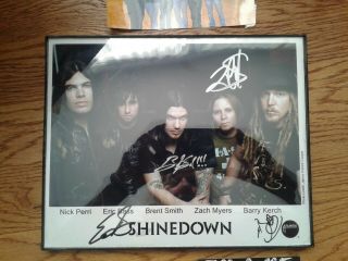 Shinedown Autographed 8X10 Framed Picture With Bonus Postcards 3