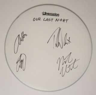 Our Last Night Band Real Hand Signed 14 " Drumhead By All 4 Wentworth Proof