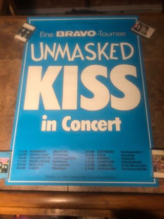 Kiss Concert Tour Poster Unmasked German Bravo Simmons Stanley Carr Frehley Rare