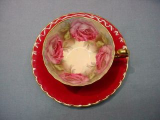 Aynsley Cabbage Rose Brocade Teacup & Saucer