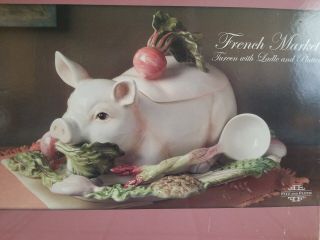 Fitz & Floyd French Market Pig Soup Tureen & Platter