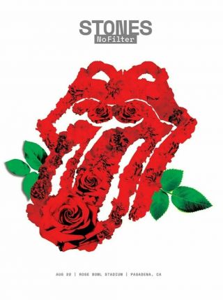 Rolling Stones 2019 No Filter Rose Bowl Pasadena Ca 8/22 Lithograph Poster