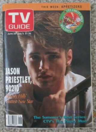 90210 Jason Priestley 1991 Canadian Tv Guide Shannen Doherty Gilligan 