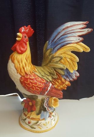 Fitz & Floyd Garden Medley Crowing Rooster Figurine/centerpiece