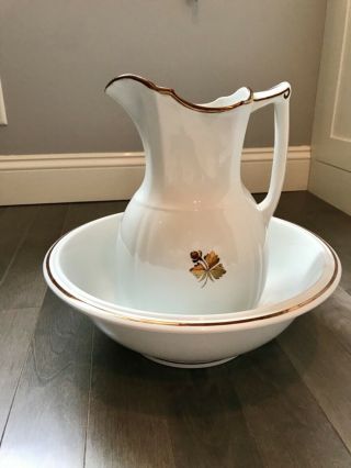 Alfred Meakin Tea Leaf Royal Ironstone Wash Bowl And Ewer