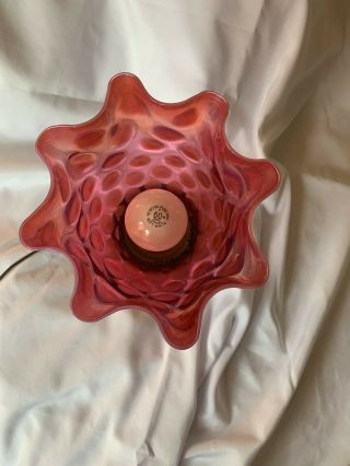 Fenton Opalescent Cranberry Optic Dot Lamp with Tulip Shade Wonderful 2