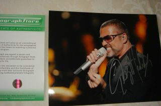 George Michael: Signed Colour 10x8 " Photo Of George On Stage With