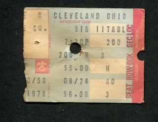 1978 Ac/dc Thin Lizzy Concert Ticket Stub Bon Scott Powerage Tour Cleveland