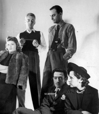 Salvador Dali With Group In Studio Rare Candid 8x10 Photograph