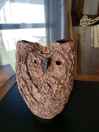 Vintage Ruth Pither Clay Pottery Owl Vase Hen Pen Studio Canada Art