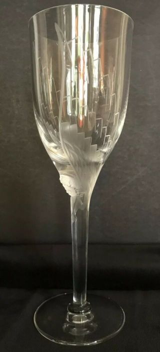 Gorgeous Signed Lalique France Crystal Ange Angel Flute Champagne Wine Glass
