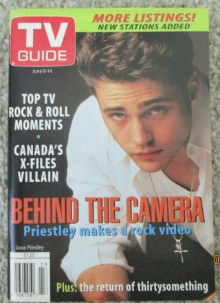 90210 Star Jason Priestley Rare 1996 Canadian Tv Guide,  The Barenaked Ladies