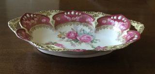 Antique RS Prussia Bowl with Roses and Jewels 2