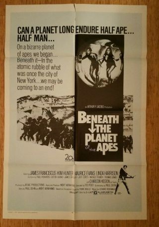 Beneath The Planet Of The Apes 1970 Orig 1 Sh 27x41 James Franciscus Kim Hunter