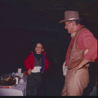 John Wayne & Son Ethan At Buffet Candid 1960 