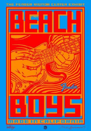 Beach Boys Poster Fender Made In California Exhibit Signed John Van Hamersveld