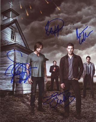 Supernatural Tv Series Hand Signed By Cast Of All 4 10x8