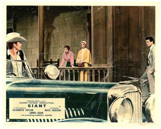 Giant Lobby Card James Dean By Car Rock Hudson Elizabeth Taylor