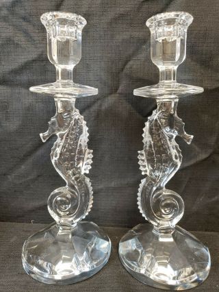 Waterford Signed Crystal Seahorse 11.  5 