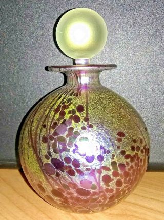 Isle Of Wight Glass Summer Fruits Iridescent Scent Perfume Bottle 11.  5 Cm High