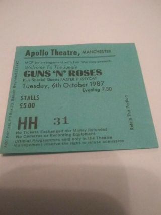 D Ticket Stub Apollo Manchester Guns " N " Roses 1987