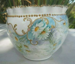 Antique Kt&k Knowles Taylor Knowles Lotus Ware Cache Bowl Gold Trim Daisy Floral