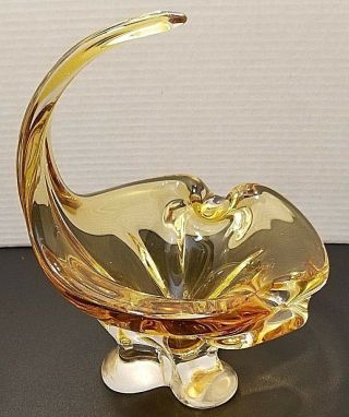 Vintage Chalet Canada - Hand Blown Glass - Ashtray Cigar Bowl - Amber - Art Glass