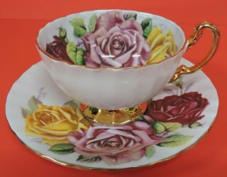Aynsley Floral Cup & Saucer Set - Roses - Gold Gilt - 18