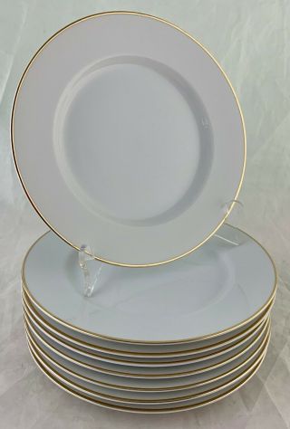 Vintage Tiffany Co Salad Plate Set 8 Classic White Gold Rim Signed