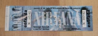Nirvana Concert Ticket Valencia Spain Nevermind Tour 1992