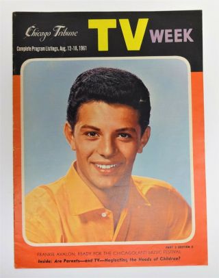 Rare Local Tv Guide Chicago Tribune Frankie Avalon Cover,  August 1961