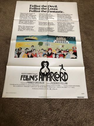 1974 “ Amarcord” Theatrical 1 Sheet Poster 27x41