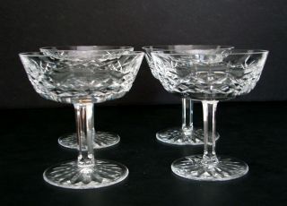 4 Lismore By Waterford Crystal Cut Glass Champagne / Tall Sherbet Ireland Signed