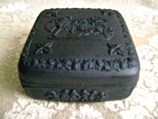 Vintage Wedgwood Black Basalt Jasperware Square Lidded Box -