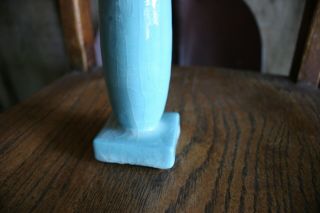 Newcomb College Pottery Stamped Bud Vase Robin ' s Egg Blue Glaze 2