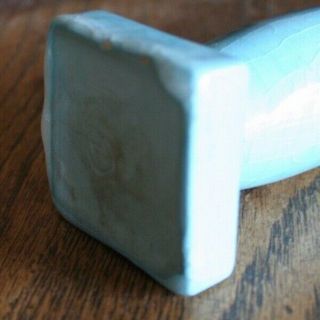 Newcomb College Pottery Stamped Bud Vase Robin ' s Egg Blue Glaze 4
