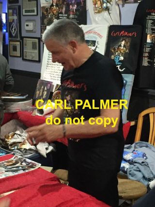 CARL PALMER Signed Autographed 11 x 14 B&W PHOTO Emerson Lake and Asia PROOF 2