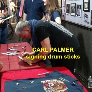 CARL PALMER Signed Autographed 11 x 14 B&W PHOTO Emerson Lake and Asia PROOF 4