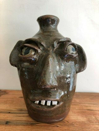 North Carolina Folk Pottery Burlon Craig Face Jug Vale,  Nc Early 1990s
