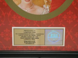 RIAA GOLD SALES AWARD FOR THE PRINCESS DIARIES 2 JULIE ANDREWS ANNE HATHAWAY 3