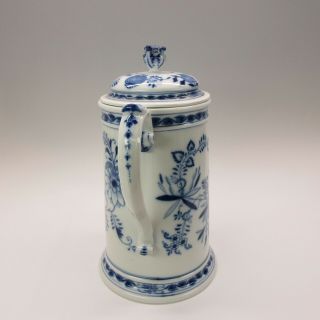 Huge antique Meissen porcelain Blue onion pattern lidded cider pitcher 6