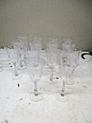 14 Cambridge Glass Rosepoint Stem 10 Oz Water Glasses