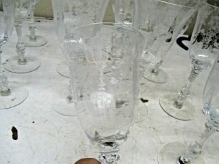 14 Cambridge Glass Rosepoint Stem 10 oz Water Glasses 2
