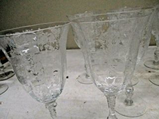14 Cambridge Glass Rosepoint Stem 10 oz Water Glasses 3