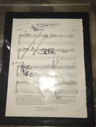 Rare Iron Maiden Signed Autographed Song Sheet With All 6 Members